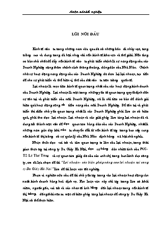 Đề tài Lợi nhuận - Các biện pháp nâng cao lợi nhuận tại công ty Da Giầy Hà Nội