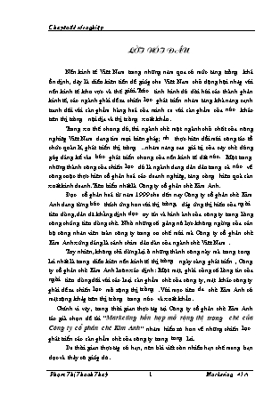 Đề tài Marketing hỗn hợp mở rộng thị trường chè của Công ty cổ phần chè Kim Anh