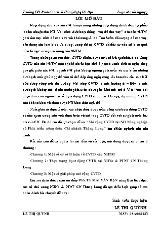 Đề tài Mở rộng CVTD tại ngân hàng nông nghiệp và phát triển nông thôn chi nhánh Thăng Long