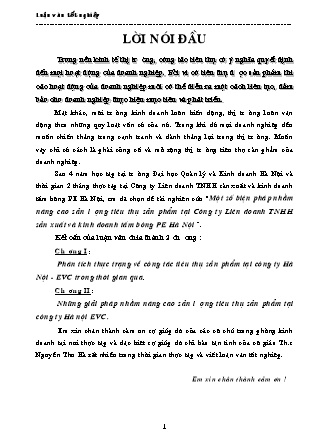 Đề tài Một số biện pháp nhằm nâng cao sản lượng tiêu thụ sản phẩm tại Công ty Liên doanh TNHH sản xuất và kinh doanh tấm bông PE Hà Nội