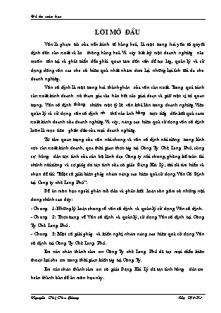 Đề tài Một số giải biện pháp nhằm nâng cao hiệu quả sử dụng Vốn Cố Định tại Cong ty chè Long Phú