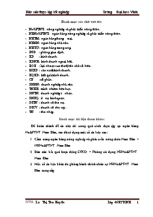 Đề tài Một số giải pháp góp phần nâng cao chất lượng cho vay trung - Dài hạn tại chi nhánh ngân hàng ngân hàng nông nghiệp và phát triển nông thôn huyện Nam Đàn
