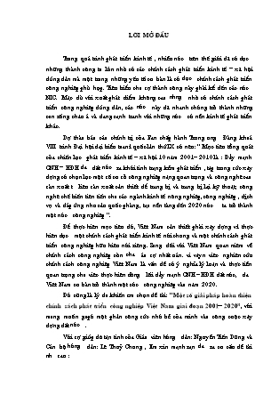 Đề tài Một số giải pháp hoàn thiện chính sách phát triển công nghiệp Việt Nam giai đoạn 2001 - 2020