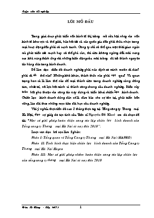 Đề tài Một số giải pháp hoàn thiện công tác lập chiến lược kinh doanh của Tổng công ty Thương mại Hà Nội từ nay đến 2010