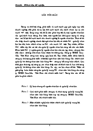 Đề tài Một số giải pháp hoàn thiện công tác quản lý mạng lưới nhân viên bán hàng của công ty TNHH Coca - Cola Việt Nam chi nhánh miền bắc