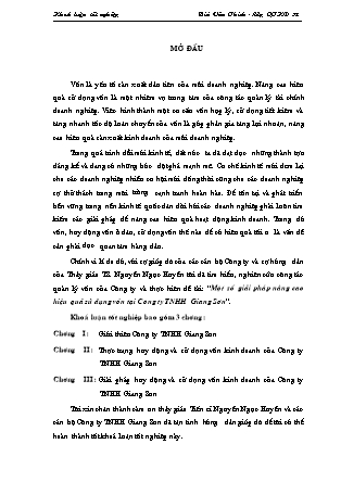 Đề tài Một số giải pháp nâng cao hiệu quả sử dụng vốn tại Công ty TNHH Giang Sơn