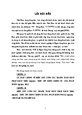 Đề tài Một số giải pháp nâng cao hiệu quả trong công tác thanh toán hàng xuất nhập khẩu bằng phương thức tính dụng chứng từ tại Ngân hàng Ngoại thương Việt Nam