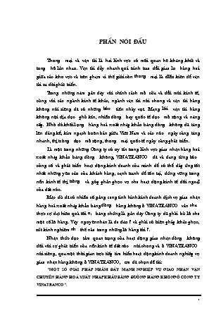 Đề tài Một số giải pháp nhằm đẩy mạnh nghiệp vụ giao nhận vận chuyển hàng hoá xuất nhập khẩu bằng đừòng hàng không ở công ty Vinatranco