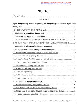 Đề tài Một số giải pháp nhằm mở rộng và nâng cao chất lượng tín dụng trung dài hạn ở ngân hàng ngoại thương Việt Nam