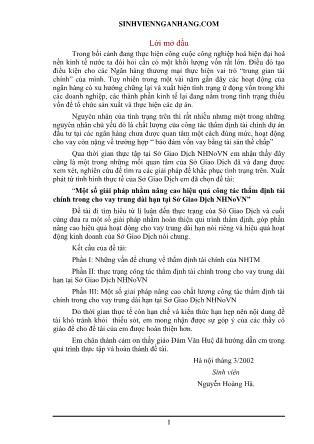 Đề tài Một số giải pháp nhằm nâng cao hiệu quả công tác thẩm định tài chính trong cho vay trung dài hạn tại Sở Giao Dịch ngân hàng nông nghiệp Việt Nam