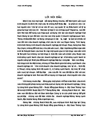 Đề tài Một số giải pháp nhằm nâng cao hiệu quả sử dụng vốn tại Công ty công trình giao thông 208 thuộc tổng giao thông 4 - Bộ Giao Thông Vận tải