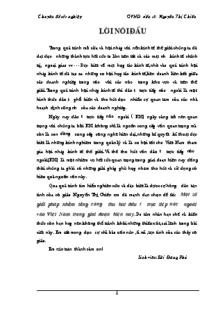 Đề tài Một số giải pháp nhằm tăng cường thu hút đầu tư trực tiếp nước ngoài vào Việt Nam trong giai đoạn hiện nay