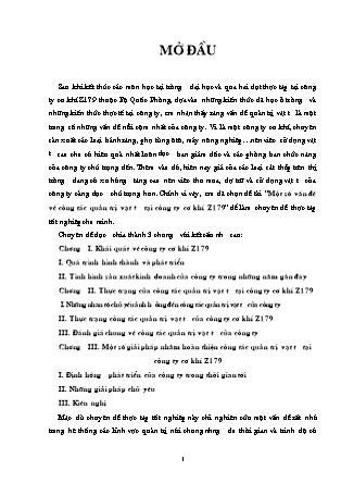 Đề tài Một số vấn đề về công tác quản trị vật tư tại công ty cơ khí Z179