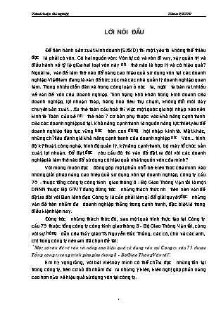 Đề tài Một số vấn đề về vốn và nâng cao hiệu quả sử dụng vốn tại Công ty cầu 75 thuộc Tổng công ty công trình giao giao thông 8 - Bộ Giao Thông Vận tải