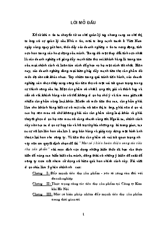 Đề tài Một số ý kiến hoàn thiện công tác tiêu thụ sản phẩm tại Công ty Kim khí Hà Nội