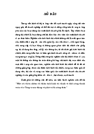 Đề tài Một số ý kiến nhằm cải thiện tình hình tài chính và khả năng thanh toán của Công ty xây dựng và phát triển nông thôn