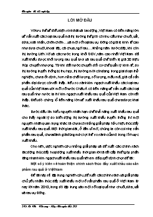 Đề tài Một số ý kiến về hoàn thiện chính sách thúc đẩy xuất khẩu các sản phẩm rau quả ở Việt Nam