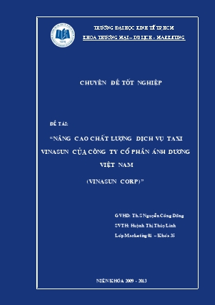 Đề tài Nâng cao chất lượng dịch vụ taxi vinasun của công ty cổ phần ánh dương Việt Nam (Vinasun corp)