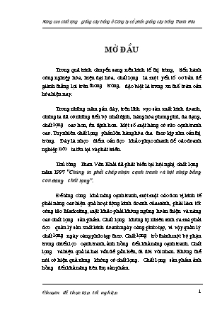 Đề tài Nâng cao chất lượng giống cây trồng ở Công ty cổ phần giống cây trồng Thanh Hóa