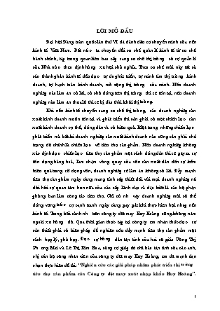 Đề tài Nghiên cứu các giải pháp nhằm phát triển thị trường tiêu thụ sản phẩm của Công ty dệt may xuất nhập khẩu Huy Hoàng