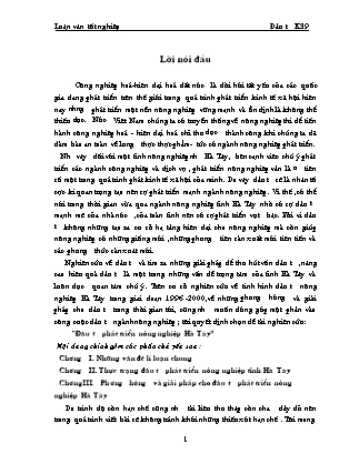 Đề tài Nghiên cứu đầu tư phát triển nông nghiệp Hà Tây