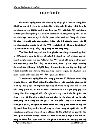 Đề tài Nghiên cứu thực trạng cạnh tranh ở công ty dệt may Hà Nội