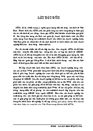 Đề tài Những giải pháp nhằm đẩy nhanh việc thực hiện các cam kết của Việt Nam trong khuôn khổ AFTA