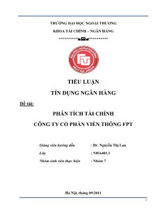 Đề tài Phân tích tài chính công ty cổ phần viễn thông FPT