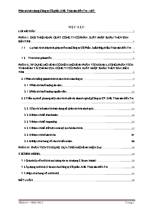 Đề tài Phân tích tín dụng Công ty Cổ phần XNK Thủy sản Bến Tre - ABT