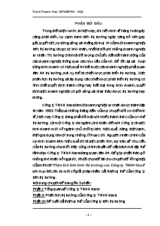 Đề tài Phân tích tình hình thị trường của Công ty TNHH Hasa