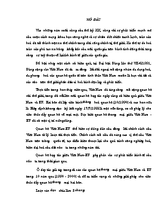 Đề tài Quan hệ thương mại giữa Việt Nam và EU trong 10 năm qua (1990 - 2000) và đề ra triển vọng và những giải pháp cho việc thúc đẩy quan hệ thương mại hai bên