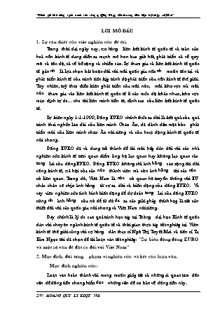 Đề tài Sự biến động đồng EURO và một số vấn đề đặt ra đối với Việt Nam