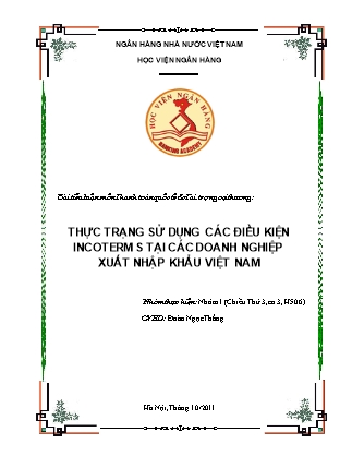 Đề tài Thực trạng sử dụng các điều kiện incoterms tại các doanh nghiệp xuất nhập khẩu Việt Nam