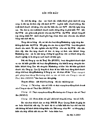 Đề tài Thực trạng và giải pháp hoạt động marketing dịch vụ vận tải biển của công ty vận tải thuỷ bắc (Nosco)
