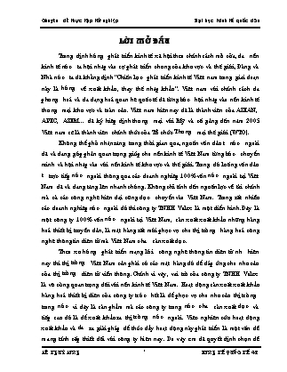 Đề tài Thực trạng và giải pháp nhằm đẩy mạnh hoạt động xuất khẩu hàng hoá của công ty TNHH Volex Việt Nam trong tiến trình hội nhập Kinh tế Quốc tế