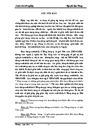 Đề tài Thực trạng và những giải pháp góp phần thúc đẩy hoạt động xuất khẩu của tổng công ty trong thời gian tới