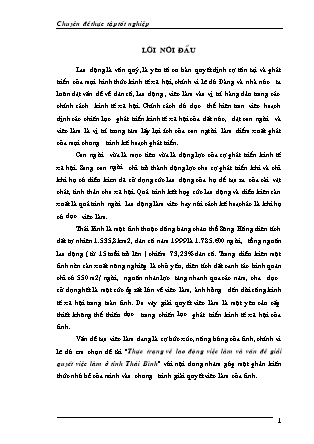 Đề tài Thực trạng về lao động việc làm và vấn đề giải quyết việc làm ở tỉnh Thái Bình