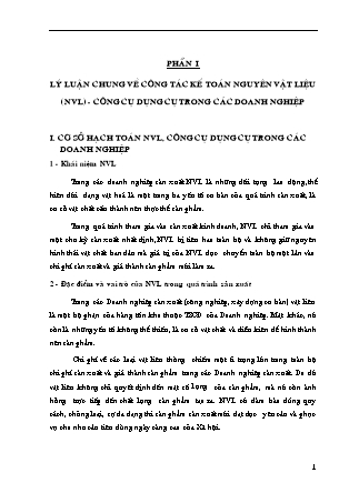 Đề tài Tình hình hoạt động về công tác kế toán nguyên vật liệu (nvl) - Công cụ dụng cụ trong các doanh nghiệp