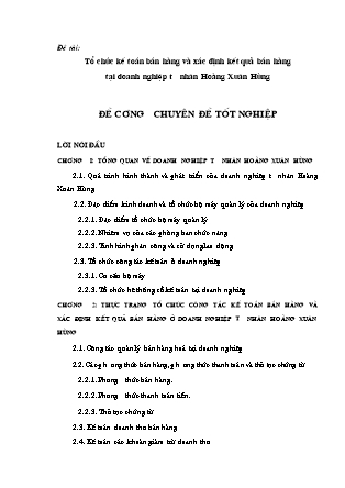 Đề tài Tổ chức kế toán bán hàng và xác định kết quả bán hàng tại doanh nghiệp tư nhân Hoàng Xuân Hùng