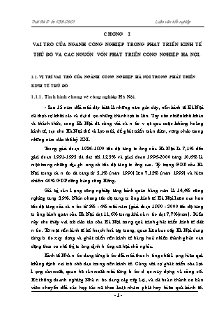 Đề tài Vai trò của ngành công nghiệp trong phát triển kinh tế thủ đô và các nguồn vốn phát triển công nghiệp Hà Nội