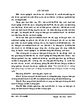 Đề tài Vốn kinh doanh và những biện pháp nâng cao hiệu quả sử dụng vốn kinh doanh ở Công ty vật liệu và công nghệ