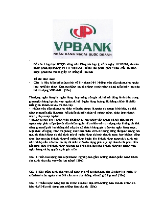 Đề thi Chuyên viên Tín dụng ngân hàng VPBANK