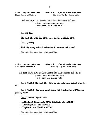 Đề thi học lại môn: Chuyên sâu kinh tế