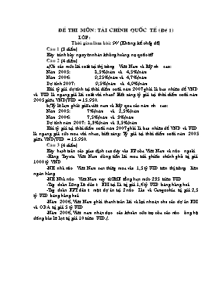 Đề thi môn: Tài chính quốc tế (đề 1, 2)