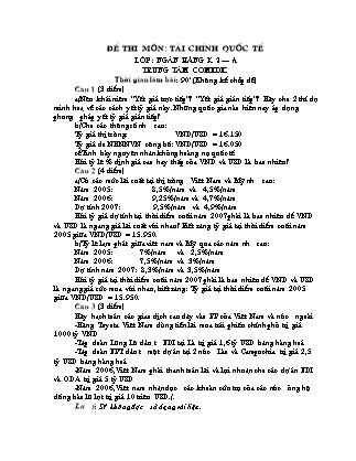 Đề thi môn: Tài chính quốc tế