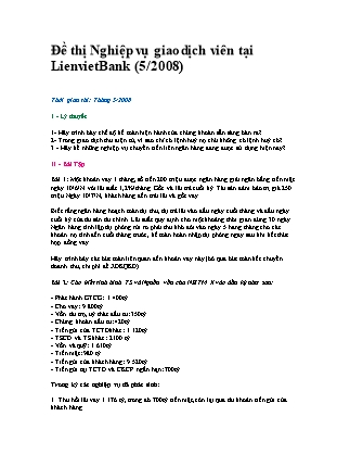 Đề thị Nghiệp vụ giao dịch viên tại ngân hàng LienvietBank