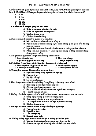 Đề thi trắc nghiệm Kinh tế vĩ mô