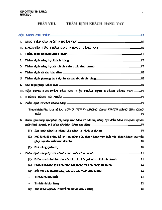 Giáo trình Tín dụng - Phần VIII: Thẩm định khách hàng vay