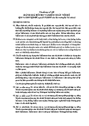 Hệ thống Chuẩn mực kiểm toán Việt Nam - Chuẩn mực số 400: Đánh giá rủi ro và kiểm soát nội bộ
