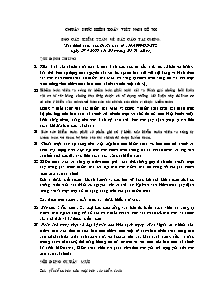 Hệ thống Chuẩn mực kiểm toán Việt Nam - Chuẩn mực số 700: Báo cáo kiểm toán về Báo cáo tài chính